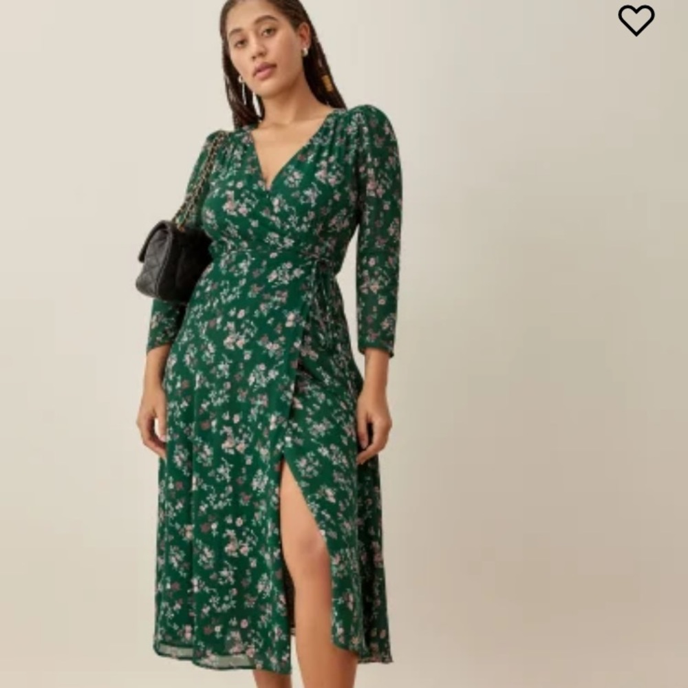 NWT! Perfect for fall!! Reformation Melba dress in forest green size M